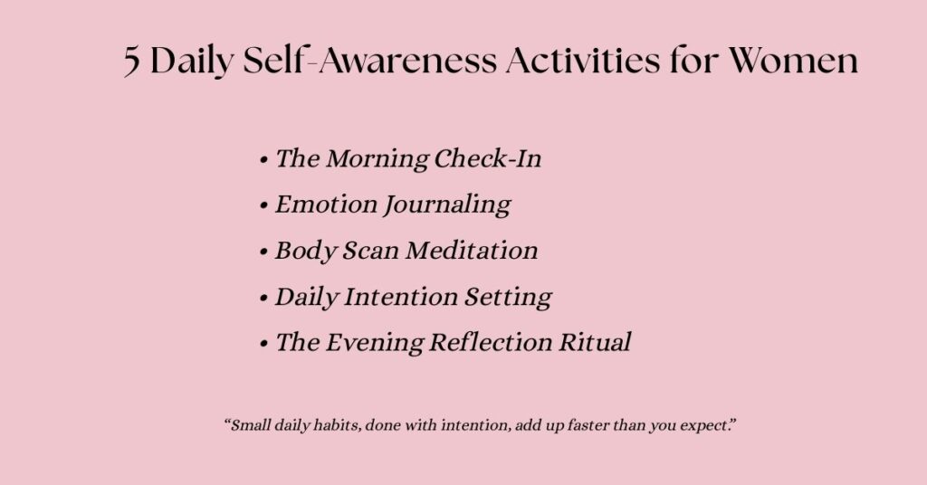 5 self-awareness activities and daily habits for women